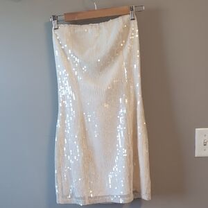 NWT Storia White Sequin Mini Dress